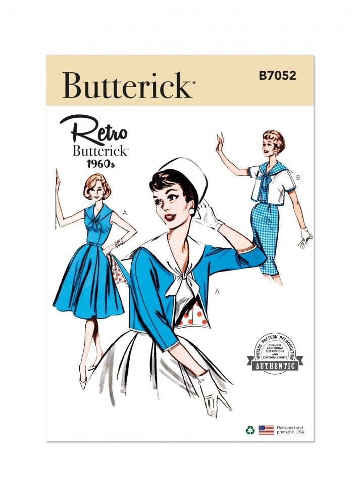 Butterick Women's Sewing Pattern 7052, Dresses, Jackets, Vintage Style For K5 (8-10-12-14-16) - Intermediate - Y5 (18-20-22-24-26)