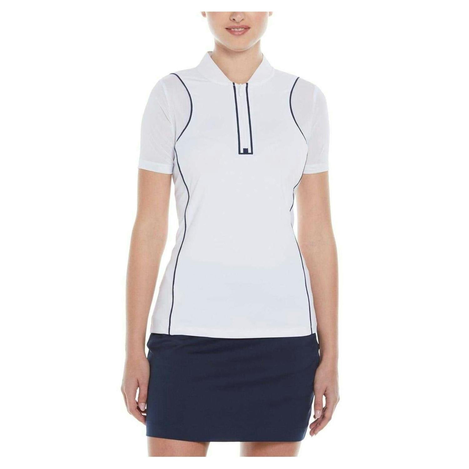 Original Penguin Women's White Contrast Trim Regular Golf Polo Shirt - Bright - S - Bright - 86% Recycled Polyester/14% Elastane