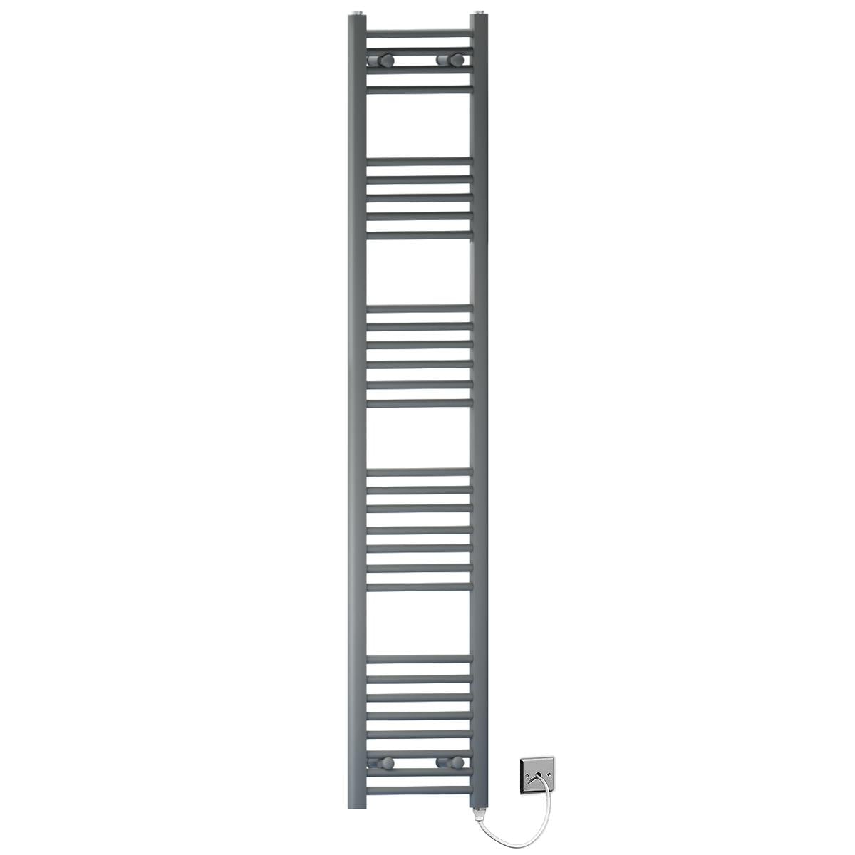 Myhomeware Anthracite/Grey 400Mm X 1700Mm Flat Electric Pre-Filled Heated Towel Rail Radiator For Bathroom Designer Standard Element