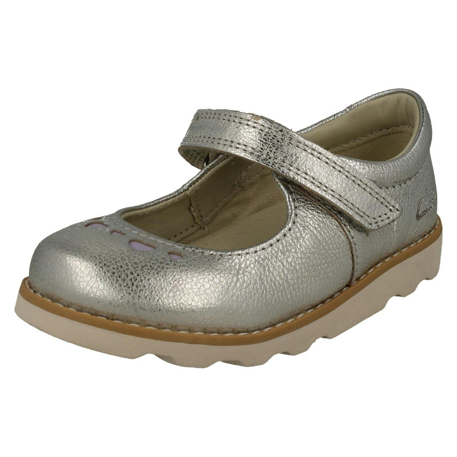 Clarks Girls Heart Detailed Mary Jane Style Shoes Crown Jane - Metallic - Uk 7.5 Infant - F