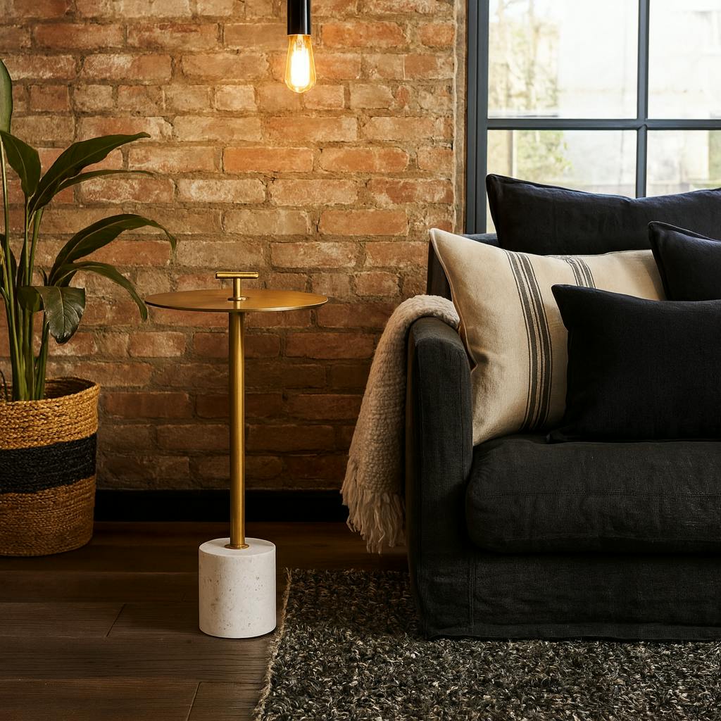 Wyld Haus White London Brass And Marble Round Side Table