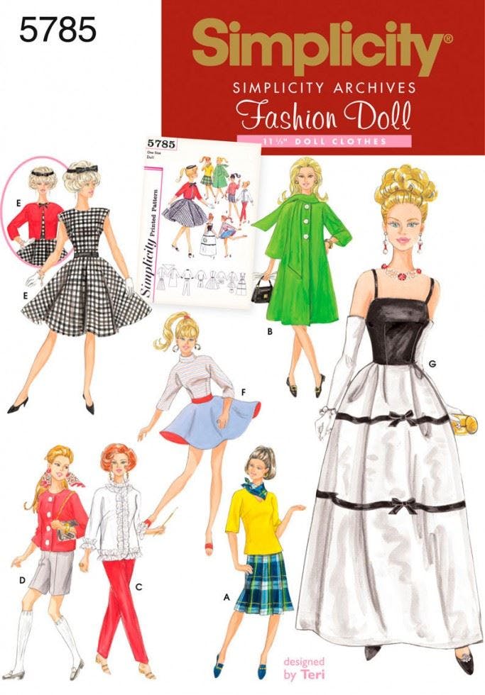 Simplicity Sewing Pattern 5785, Doll Clothes Fits 11.5 Inch Doll - Intermediate - Fits 11.5 Inch Doll