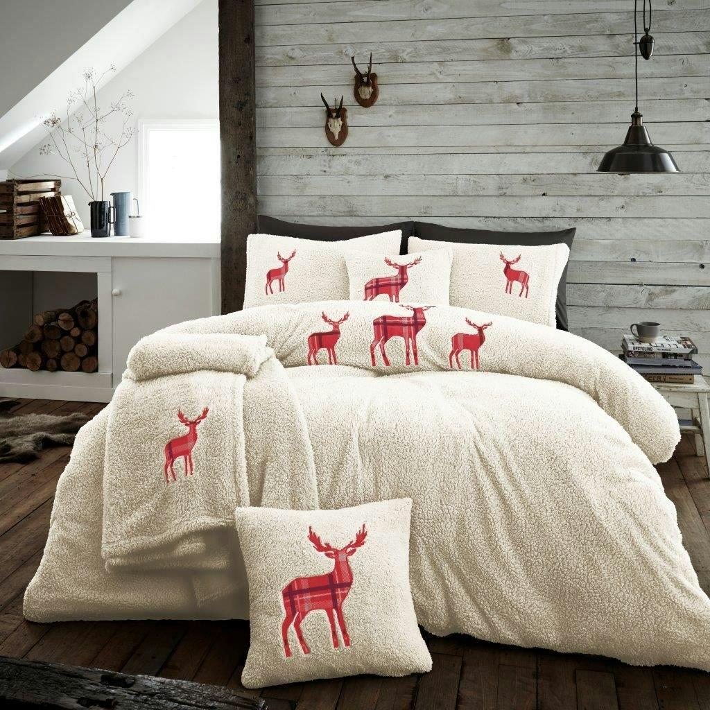 Rackhams Cream Emb Stag Duvet Cover And Pillowcase Set - King (220Cm X 235Cm)