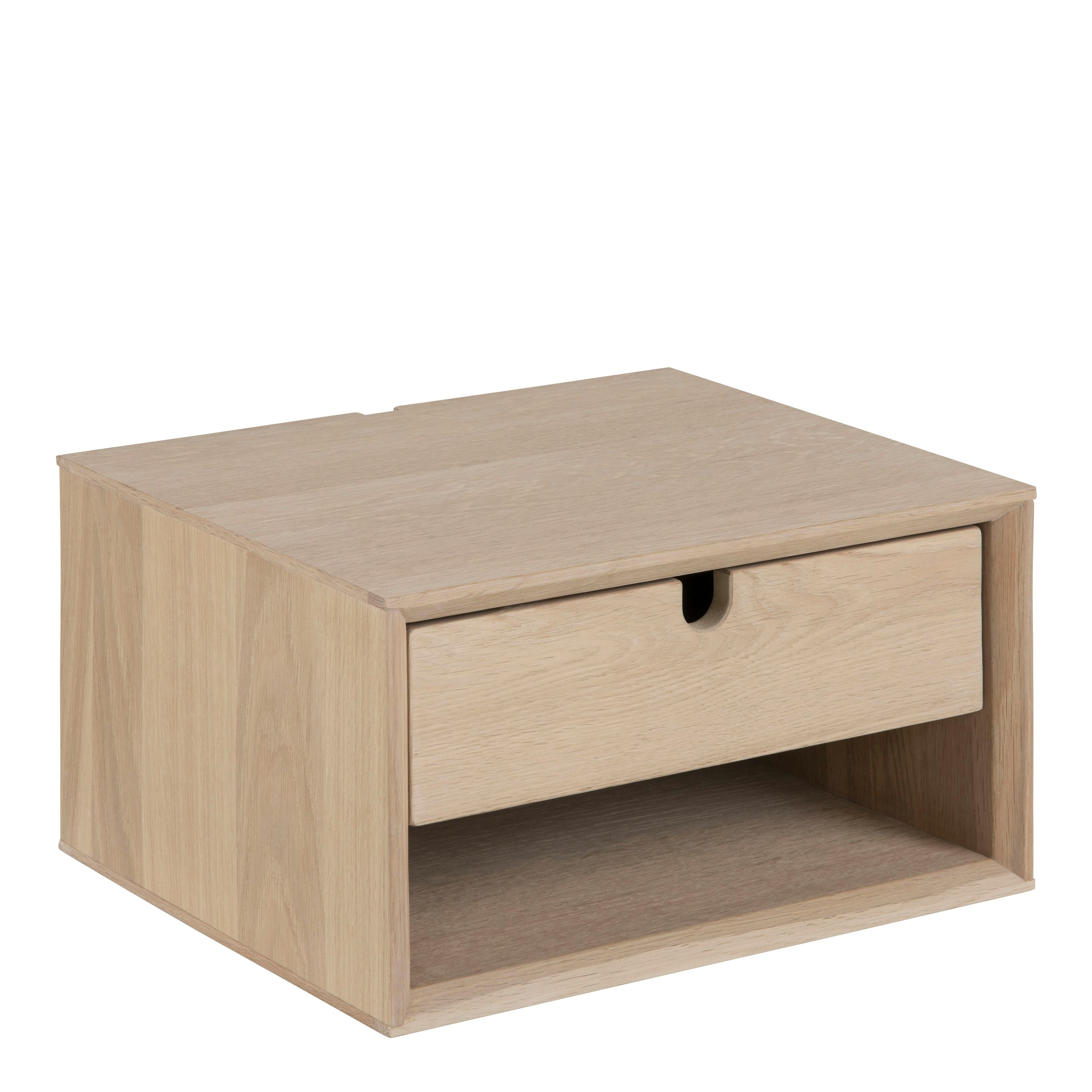 Rackhams Brown Century 1 Drawer Wall Mounted Bedside Table In Oak - Manufactured Wood - 1