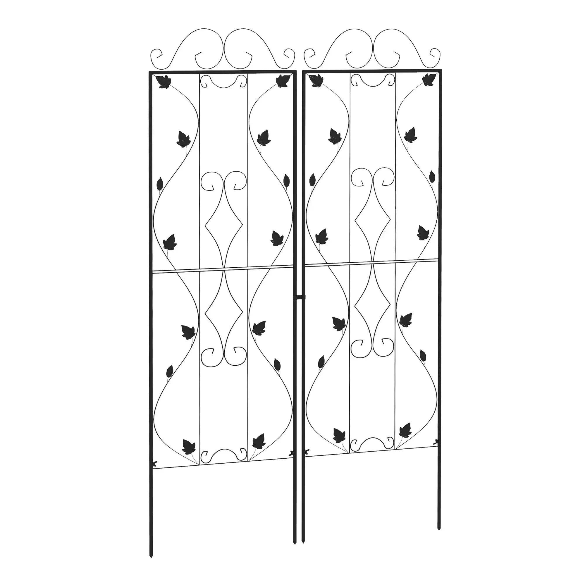 Set of 2 Metal Garden Trellis Climbing Plants Leaf Design Plant Support - Image 6