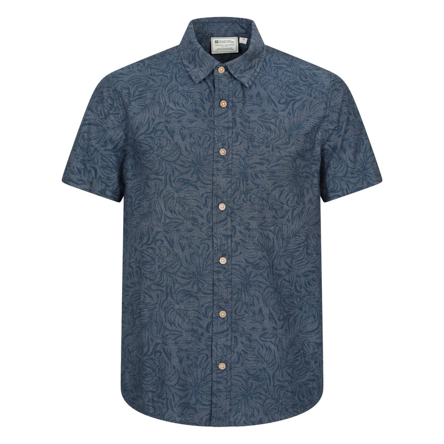 Mountain Warehouse Men's Blue Tropical Patterned Short-Sleeved Shirt - Pale - 3XL - Pale - 100% Cotton