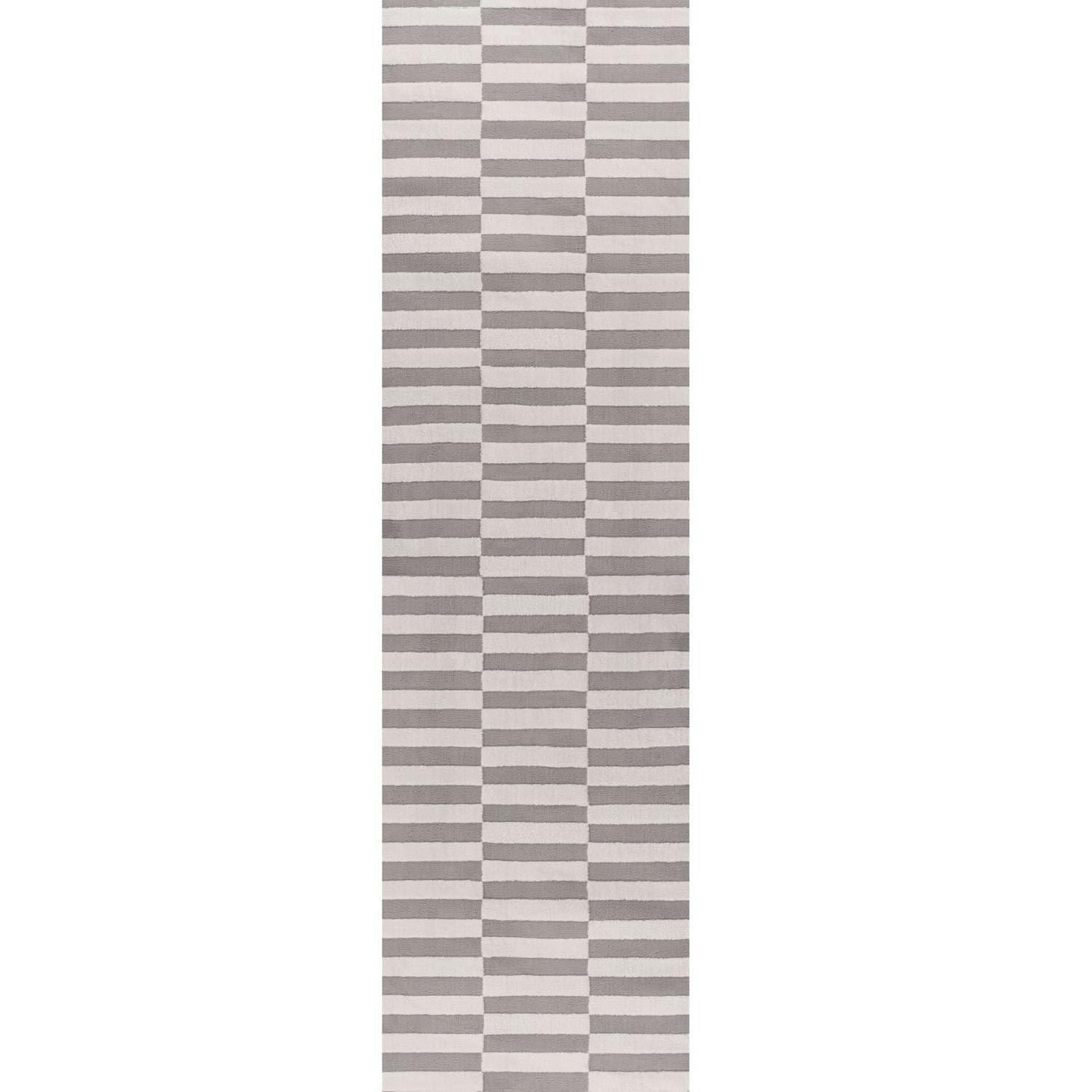 Rackhams Grey Loft Striped Rug - 80X300 Cm
