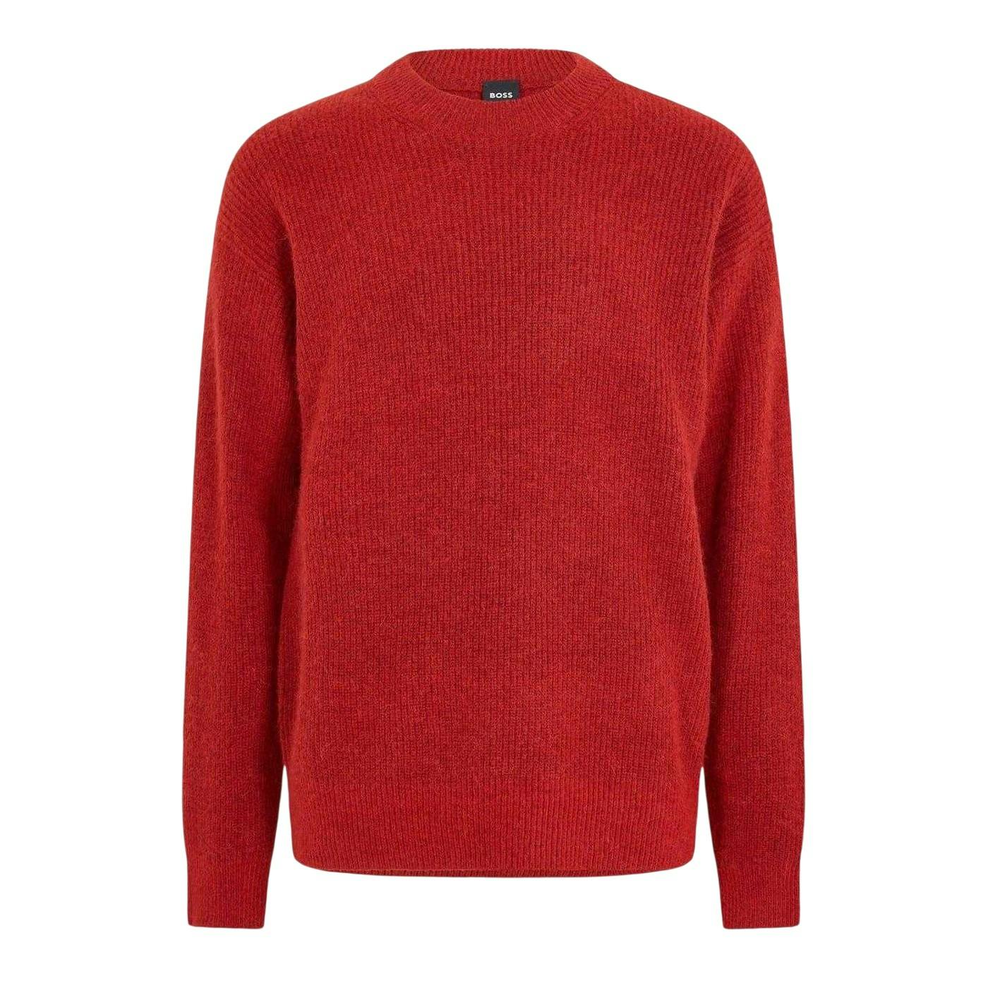 Boss Men's Red Crew Neck Sweater Top - Xxl - 100% Mixed