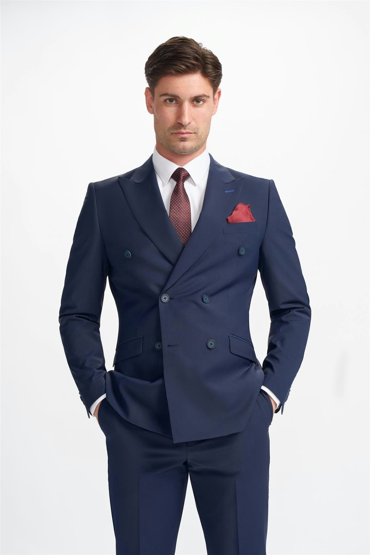 House Of Cavani Bond Navy Double Breasted Blazer - 38 Inch Chest