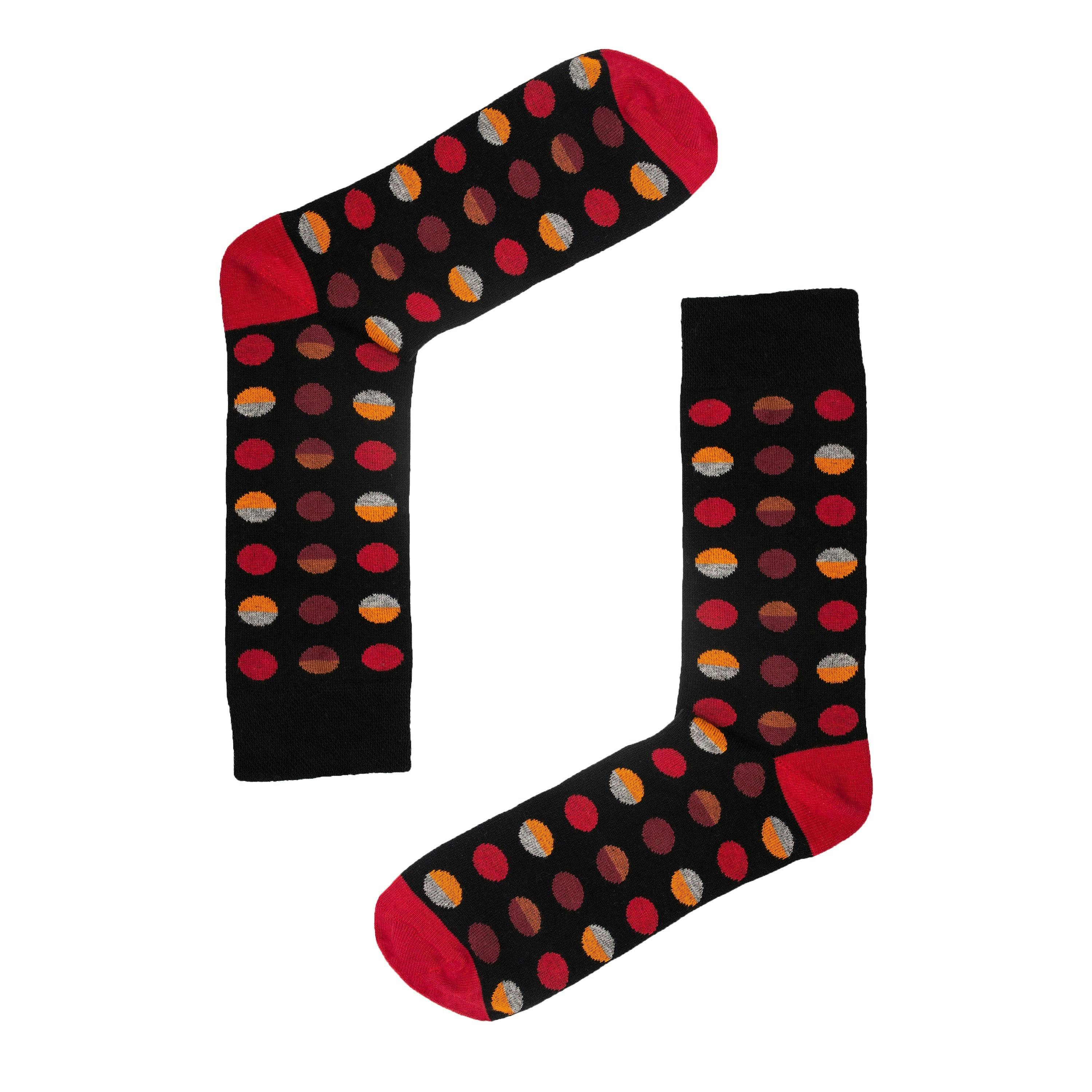 Jemsox Men's Red Circle Geo Organic Cotton Socks | Comfort Top & Bold Style - Large / Eur 43-46 / Uk 9-12