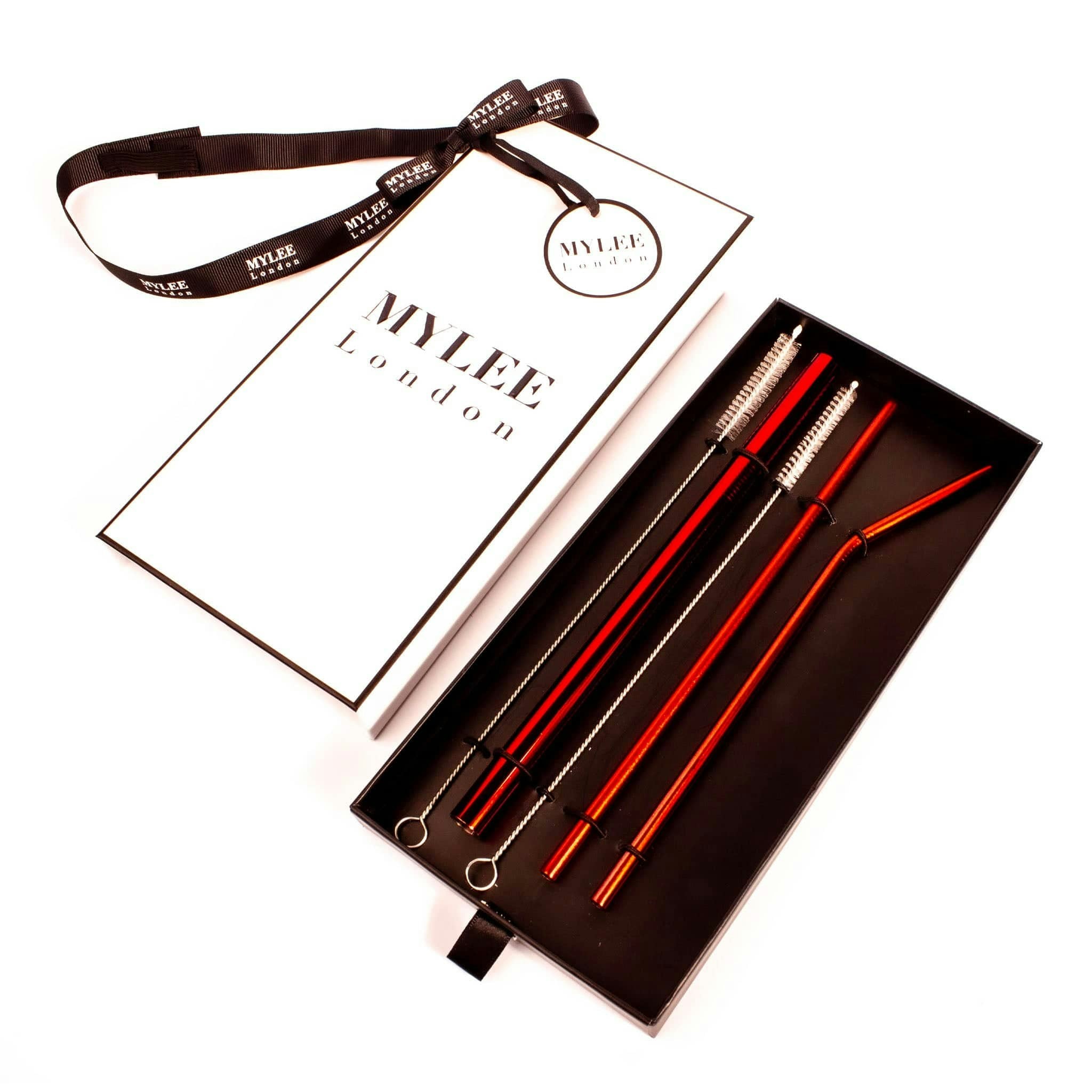 Mylee London Red Personalised Straw Gift Set With Free Gift Wrapping
