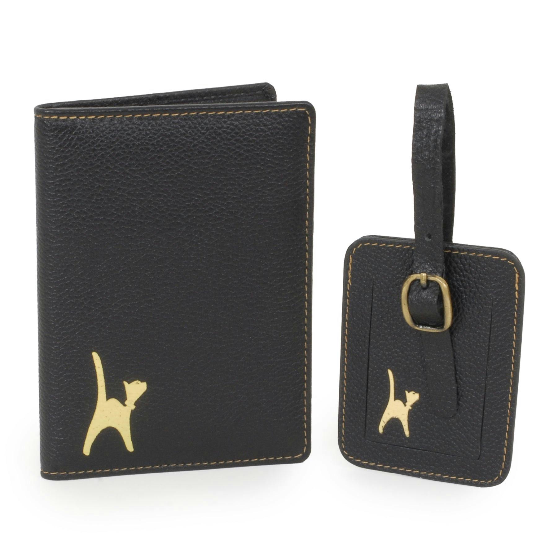 Catwalk Collection Handbags Black Gift Set - Luggage Tag & Passport Cover