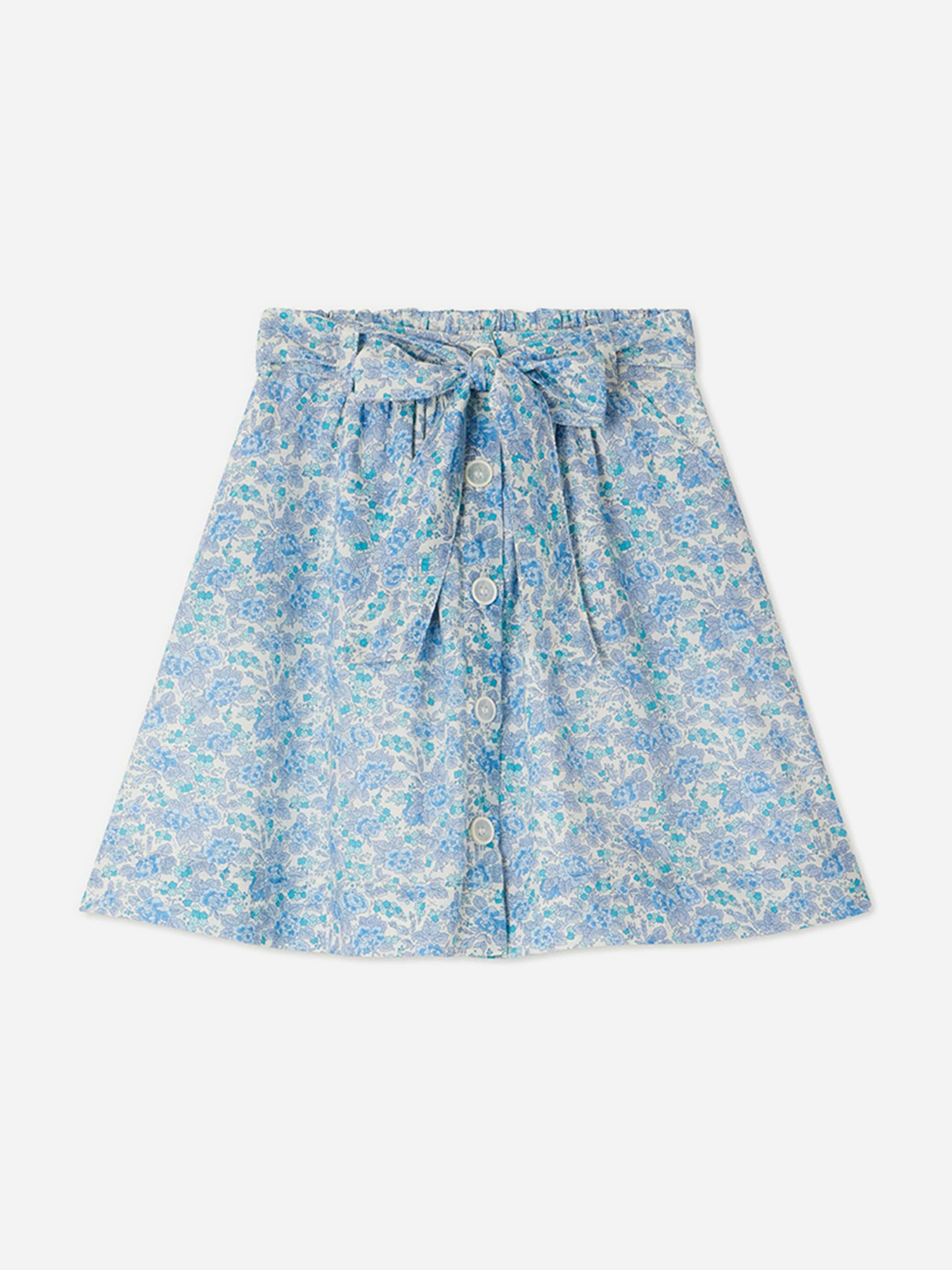 Bonpoint Girls Blue Floral Esterina Skirt In - 6 Yrs