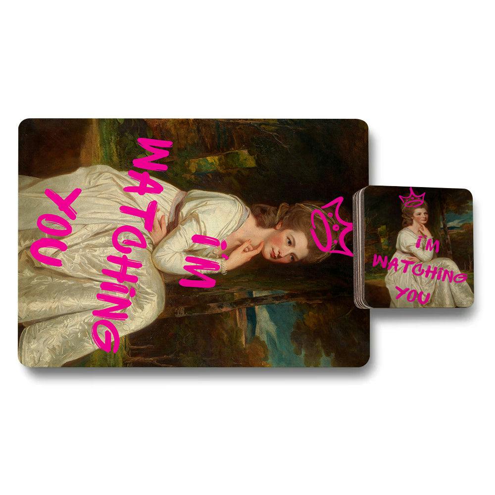 Rackhams Pink Set Of 12 Placemats And Coasters 11X8 Inch 3.7 Inch Coasters Designer Artwork
