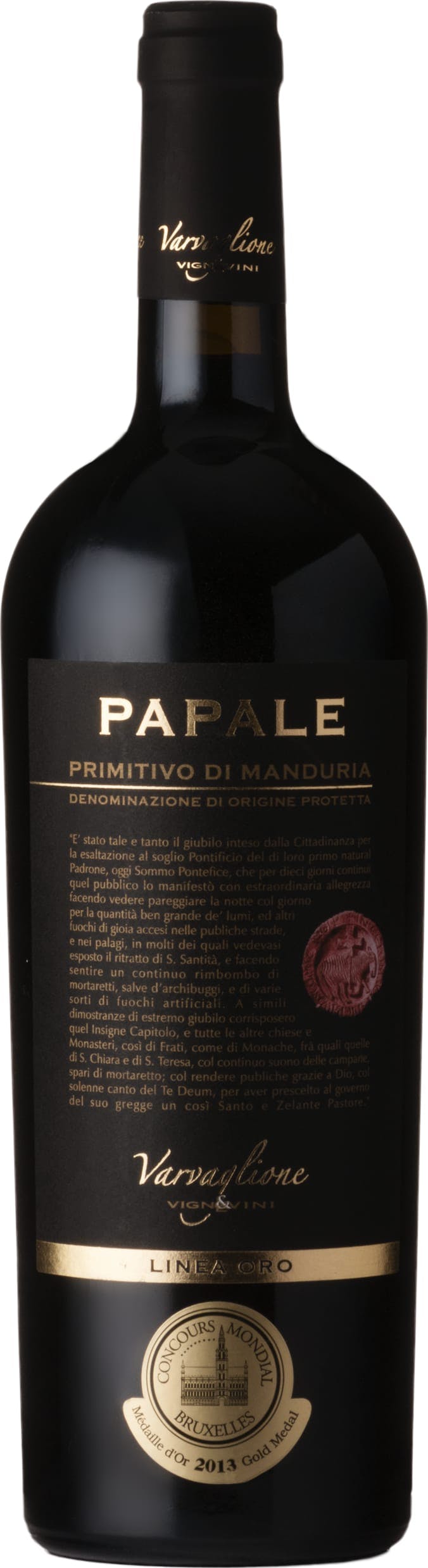 Various Wine Red/Dark/Black Varvaglione Papale Oro, Primitivo Di Manduria 2021 75Cl - Pack Of 6