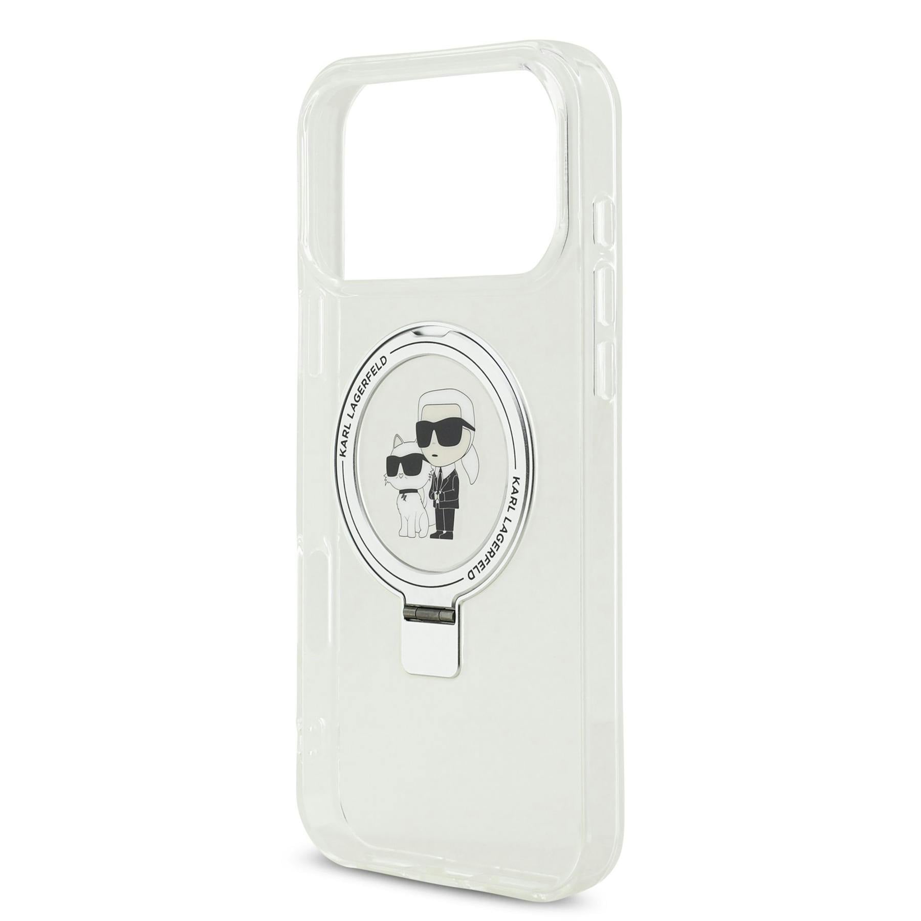 Karl Lagerfeld Ring Stand Karl And Choupette Case With Magsafe For Iphone 17 Pro Max 6.9" Clear - Klhmp17xhmrskch