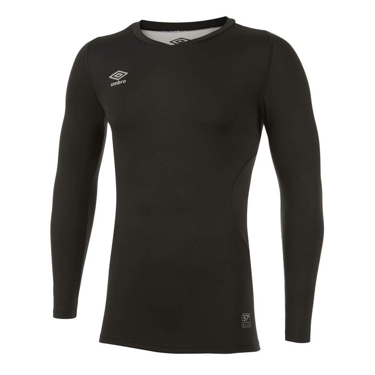 Umbro Men's Black Elite V Neck Base Layer Top - Xxl - 97% Polyester/3% Elastane