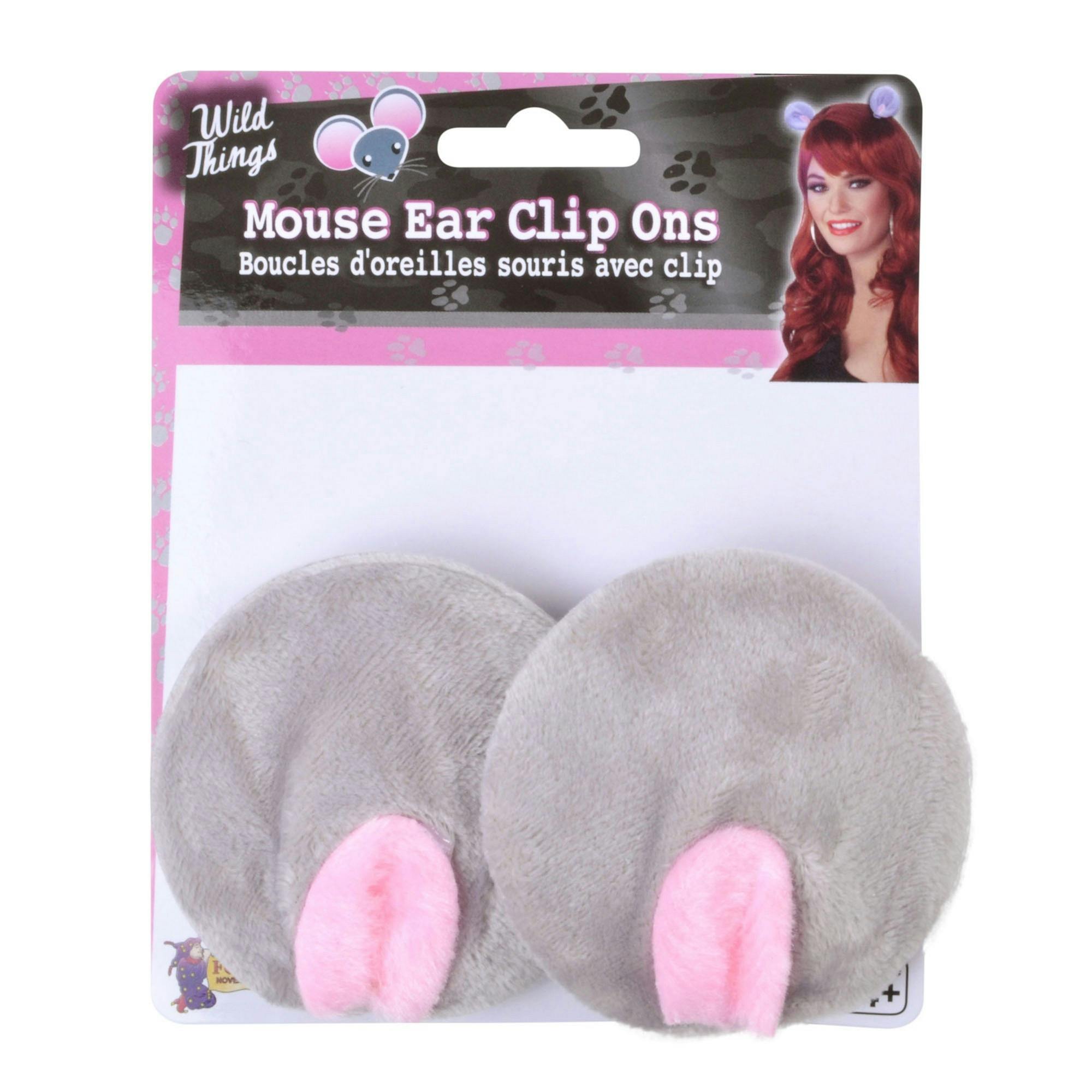 Bristol Novelty Unisex Grey/Pink Mouse Ear Clip Ons - One Size