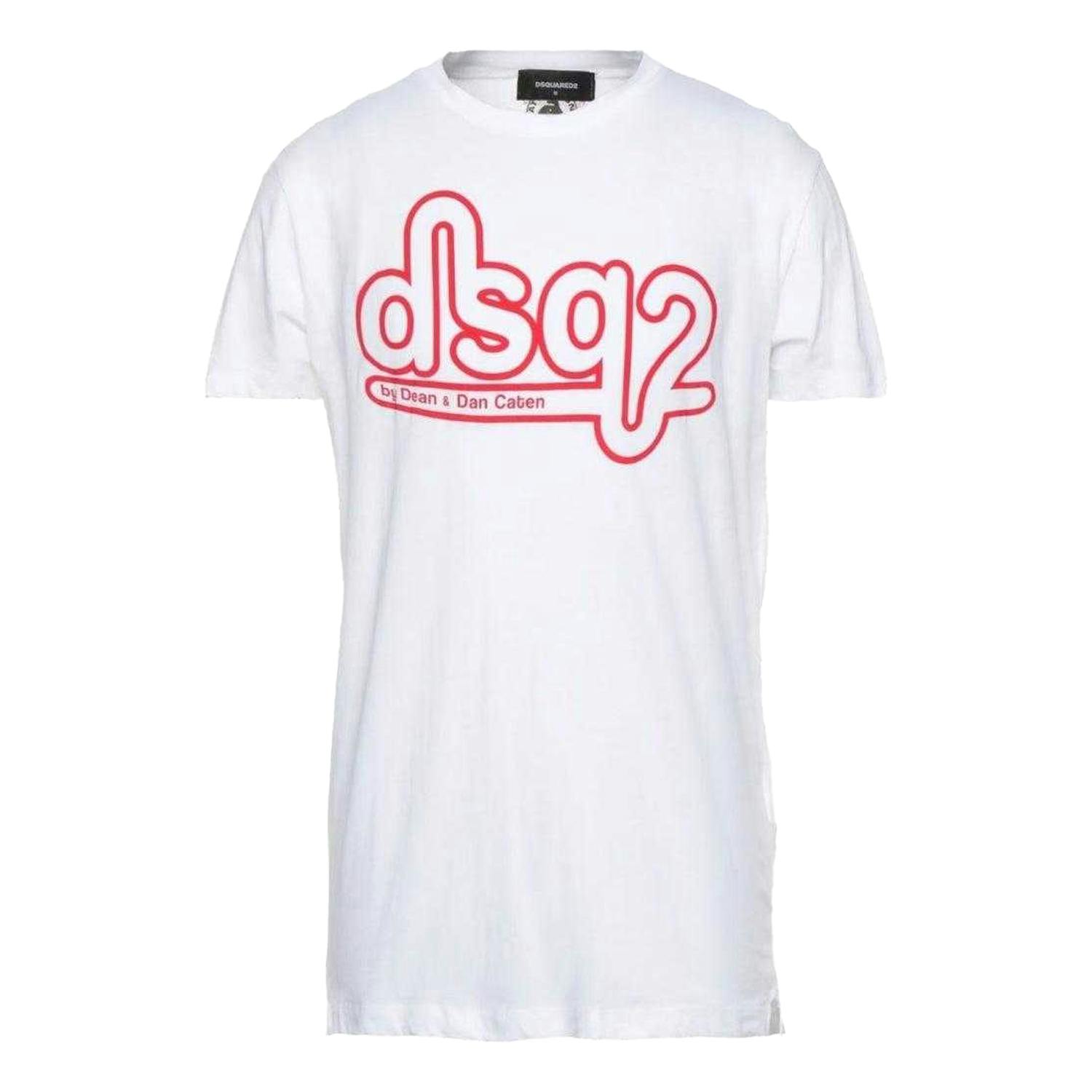 Dsquared2 Unisex White Adult Bubble Logo Skinny T-Shirt - M - 100% Cotton