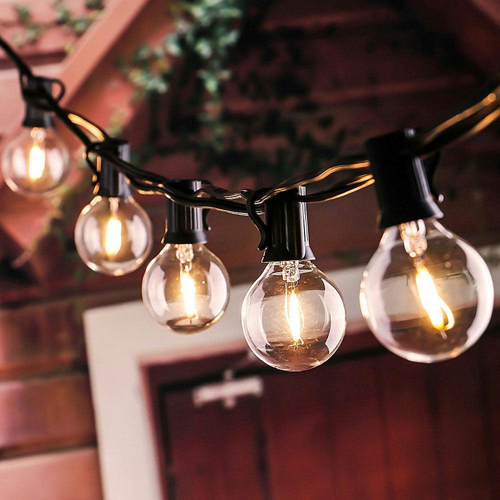 Rackhams White/Light 7.6M Solar String Lights Kit, 25 G40 Led Filament Bulbs, 4400Mah Battery, Ip64