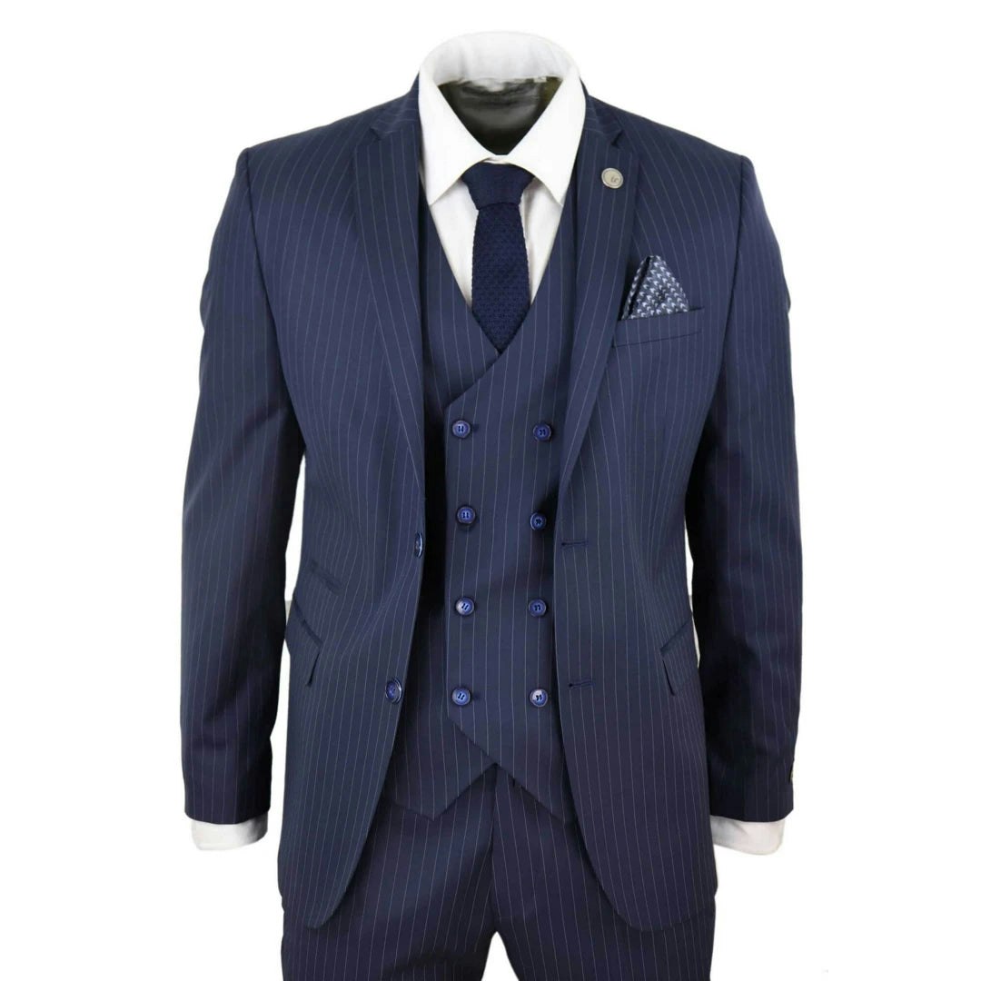 Truclothing Men's Stz41 - 3 Piece Suit Gatsby 1920S Gangster Pinstripe - 40" Jacket 34" Trousers