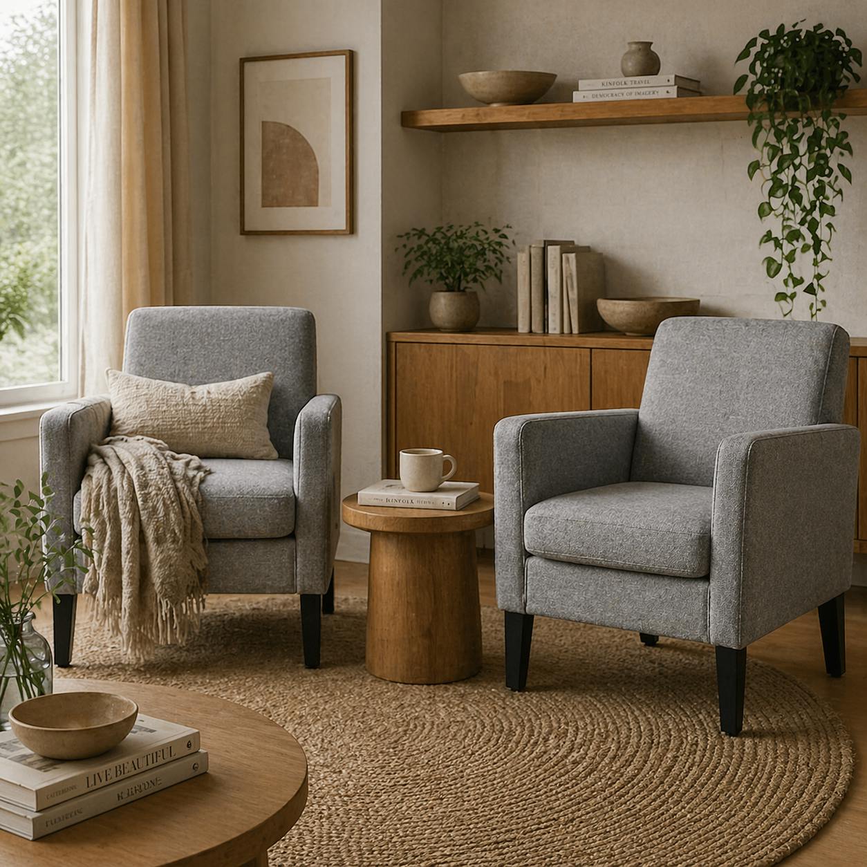 Wyld Haus Light/Grey/Black Nimi Set Of 2 Modern Accent Chairs With Legs