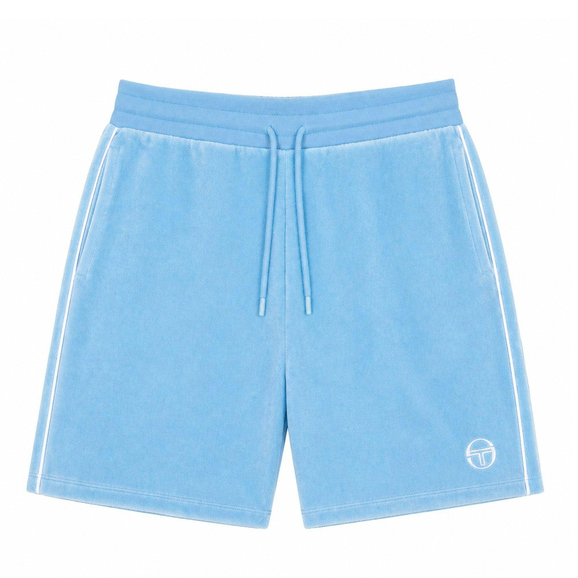 Sergio Tacchini White Tasso Velour Shorts Baltic Sea/ - Xxl