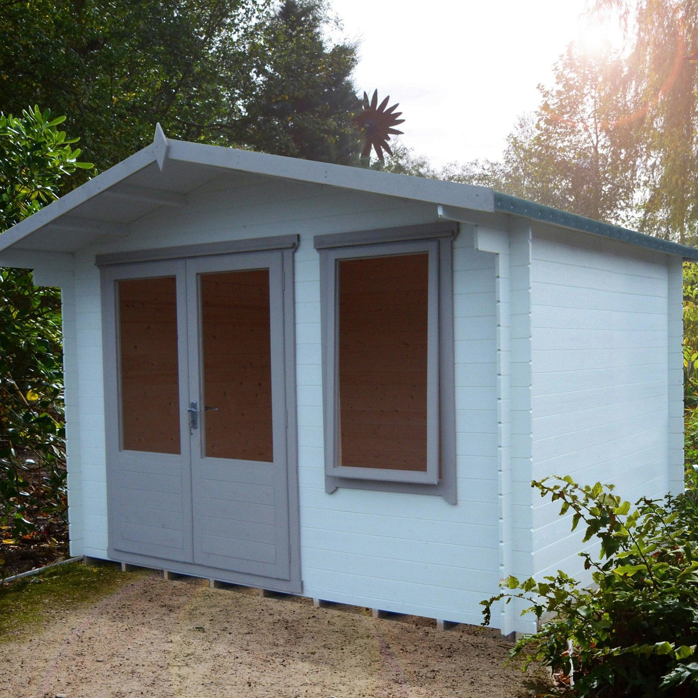 Rackhams Light/Grey Berryfield 11X8 Log Cabin 19Mm Interlock Cladding