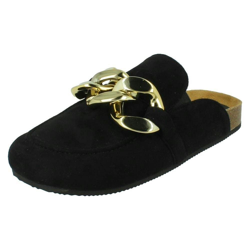 Spot On Women's Black Flat Sliders F80541 - Microfibre - Uk 6