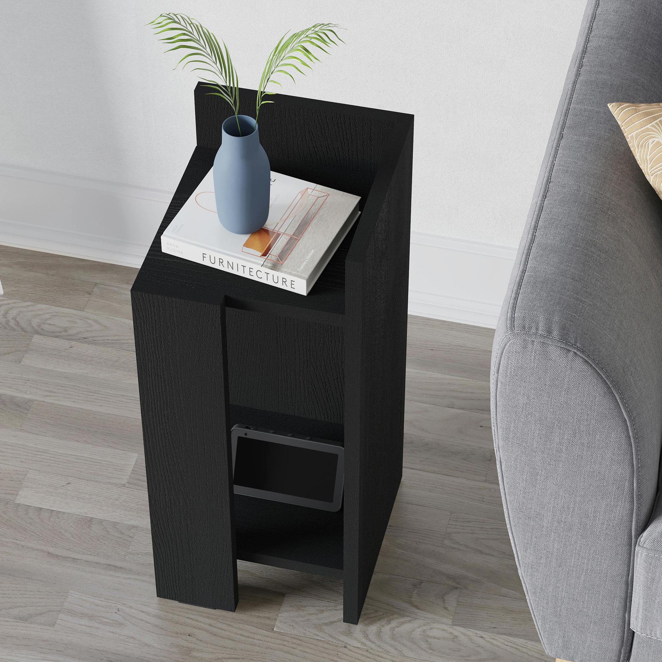 Decortie Black Elos Modern Narrow Bedside Table Right Module 25X25x60cm - Wood