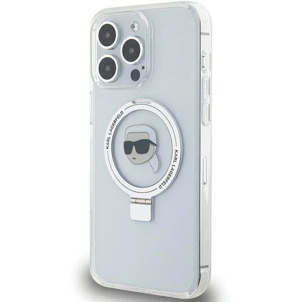 Karl Lagerfeld Karl Head With Magsafe & Ring Stand For Iphone 15 Pro Max 6.7" Transparent - Klhmp15xhmrskhh