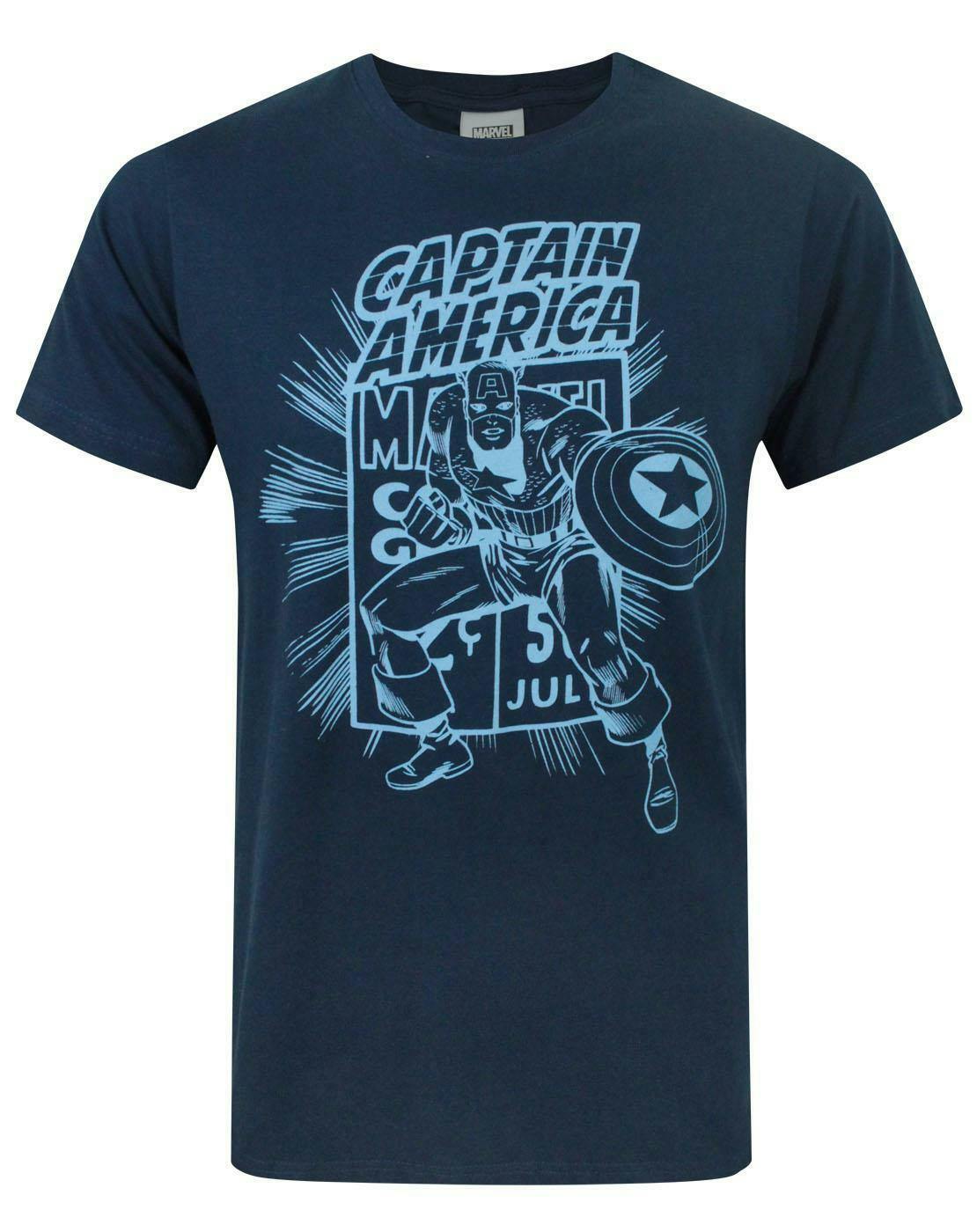 Vanilla Underground Men's Blue Marvel Captain America Short Sleeved T-Shirt - Small