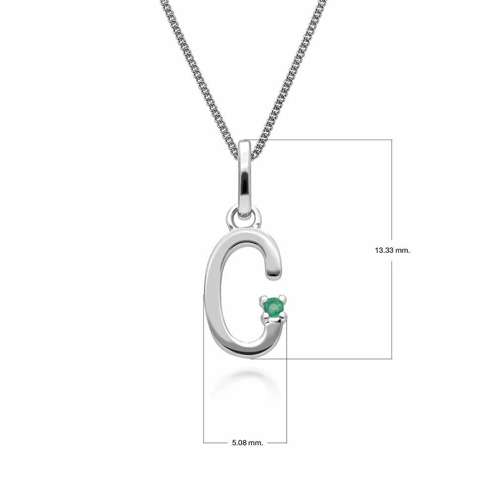 Gemondo White/Gold Initial Emerald Letter Charm Necklace In 9Ct - C