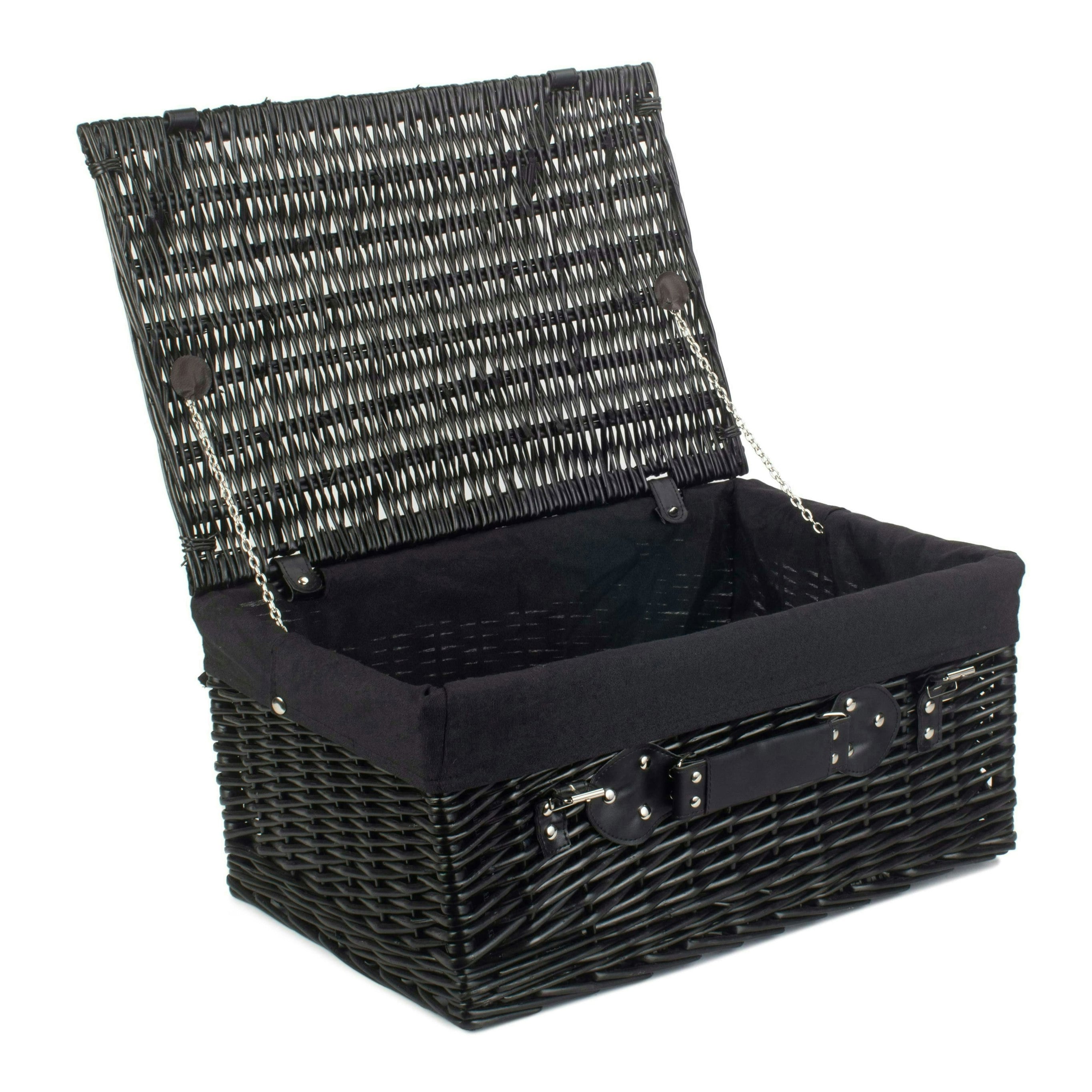 Red Hamper Red/Black Hamper 51Cm Empty Willow Picnic Basket With Cotton Lining - Lining