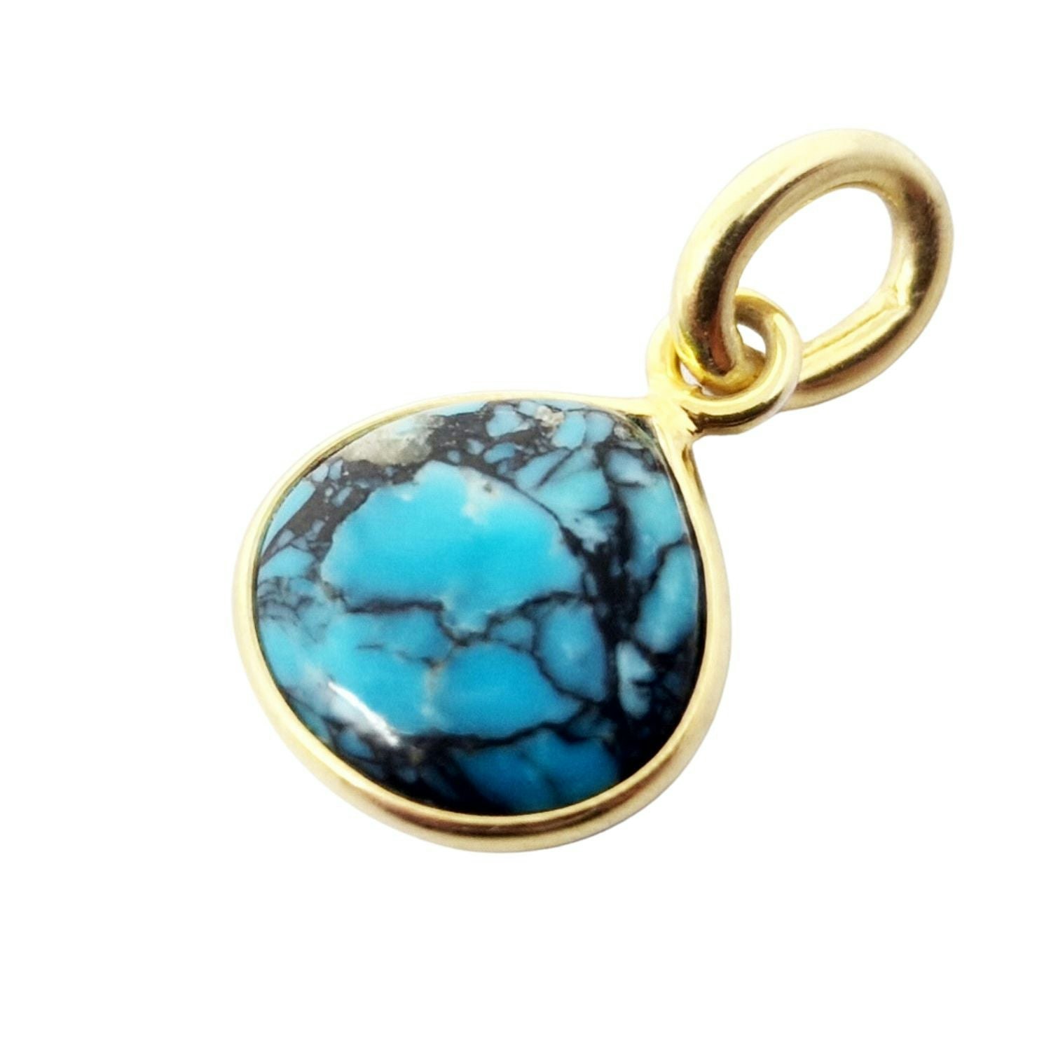 Harfi Gold/Turquoise 18Ct Vermeil Round Tibetan December Birthstone Bezel Pendant