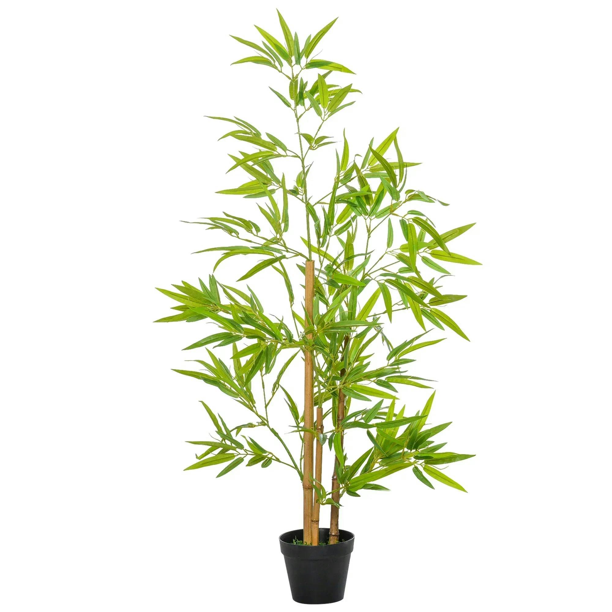 Outsunny Unisex Green Set Of 2 120Cm/4Ft Artificial Bamboo Tree Decorative Plant Pot Indoor In - Image 7