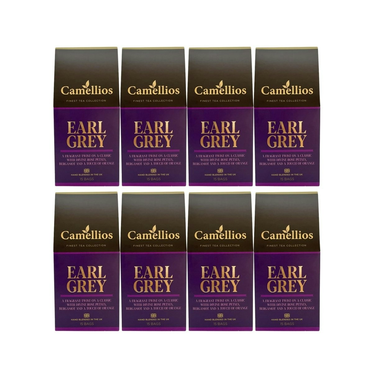 Camellios Grey Earl Tea - Pyramid Tea Bags - 8 Packs (120 Tea Bags)