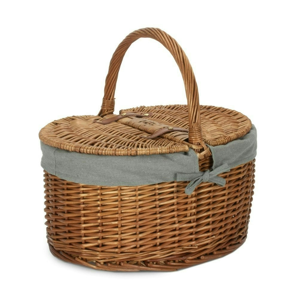 Red Hamper Red/Light/Grey Hamper Large Steamed Oval Butterfly Lidded Wicker Picnic Basket