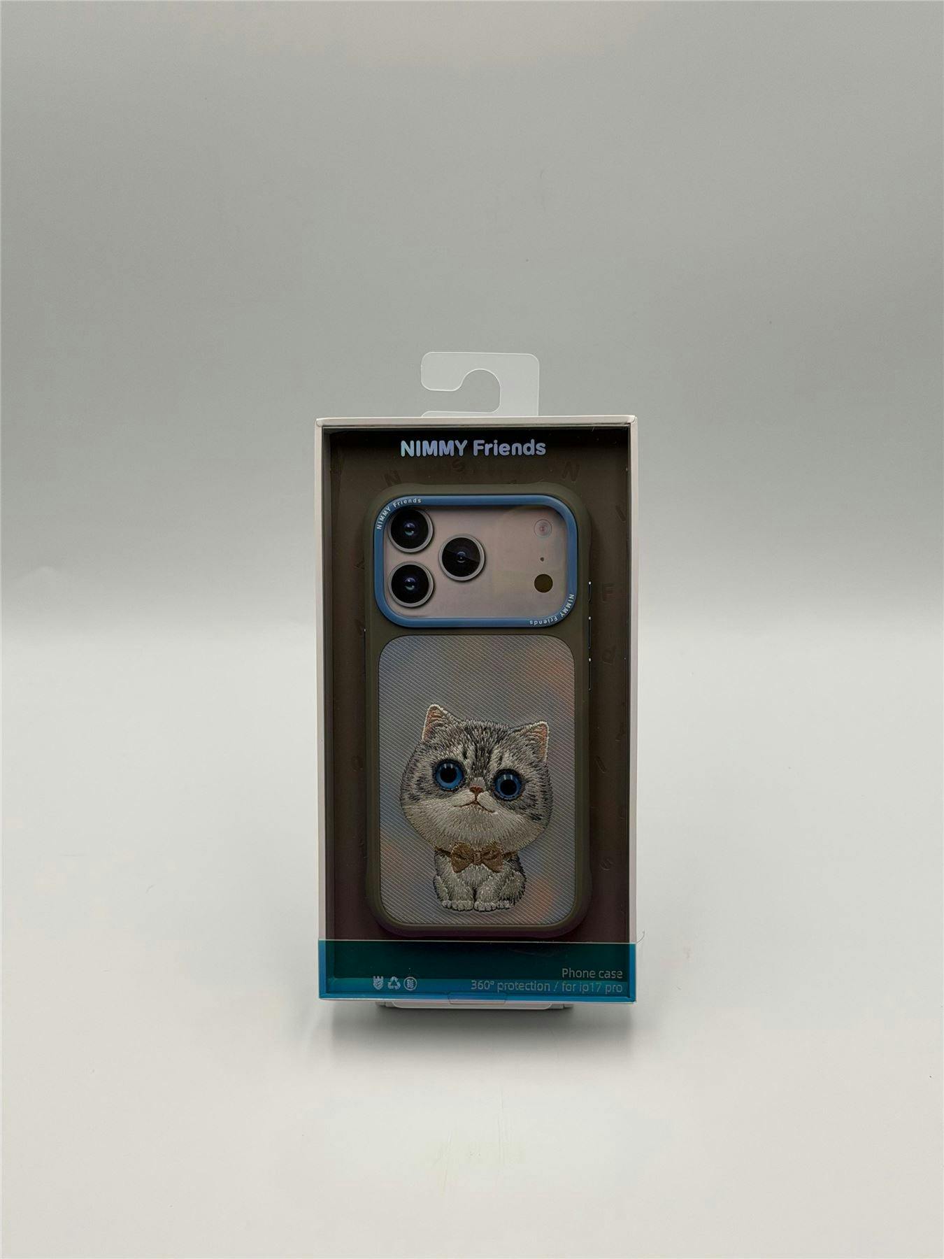 Nimmy Friends Silver/Grey/Blue Nimmy Big Eye Cute Pet Shaded Cat Case With Magsafe For Iphone Pro 6.3" - N-Xdy-Ip17-Pro-023