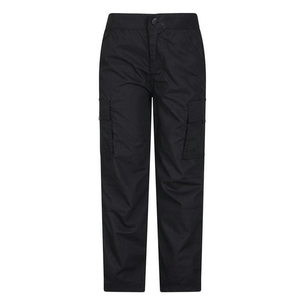Mountain Warehouse Black Kids Lightweight Cargo Trousers - 13 Years - 65% Polyester/35% Cotton