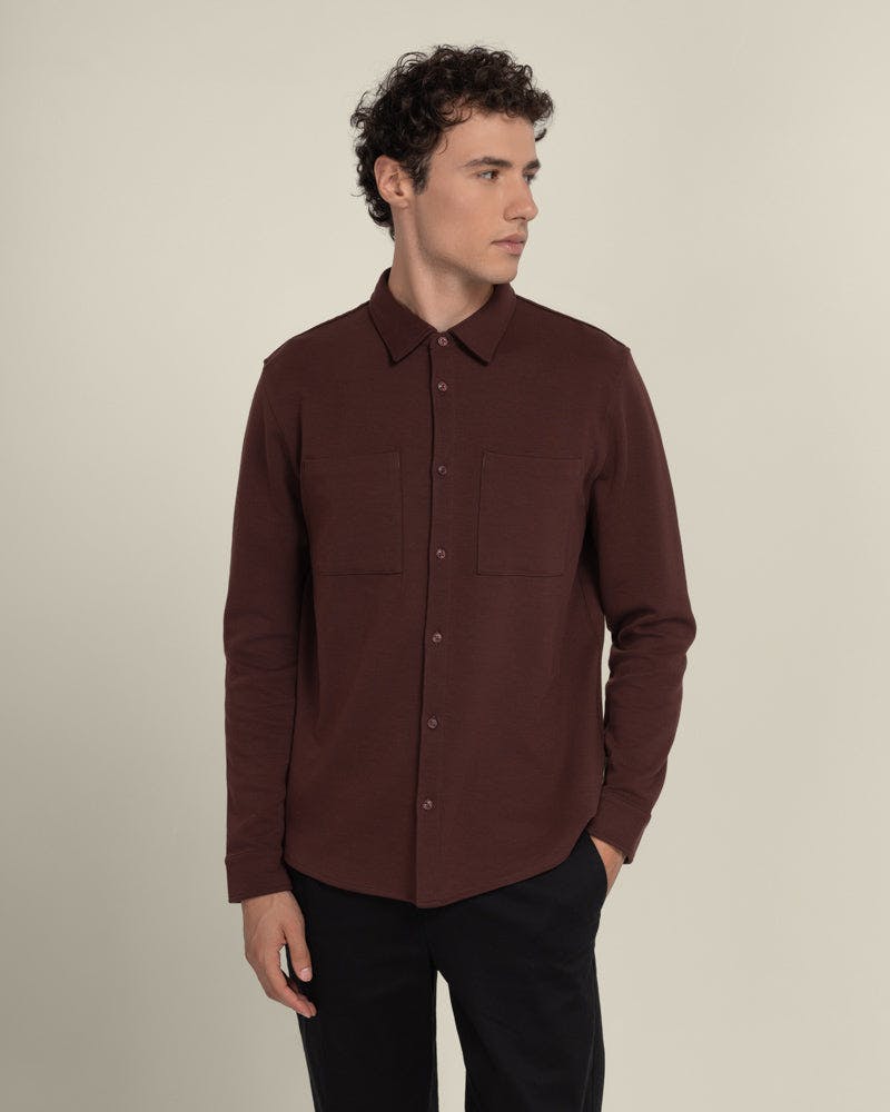Larsson & Co Burgundy Gudhjem - Interlock Jersey Long Sleeve Shirt - L