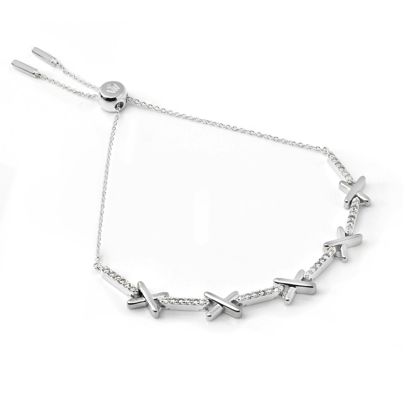 Say It With Silver Adjustable Kiss Tennis Bracelet