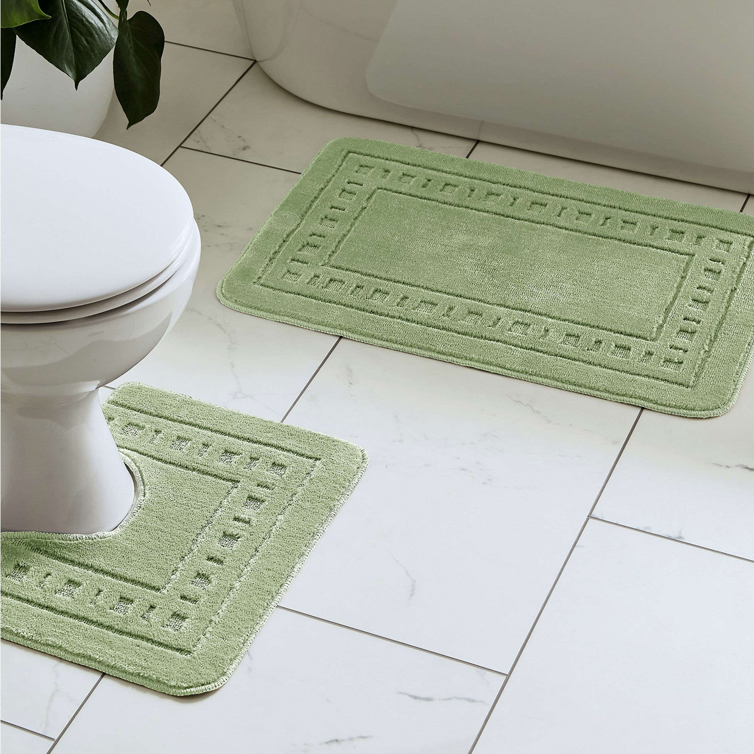 Rackhams Green Armoni Bath & Pedestal Mat Set - Sage