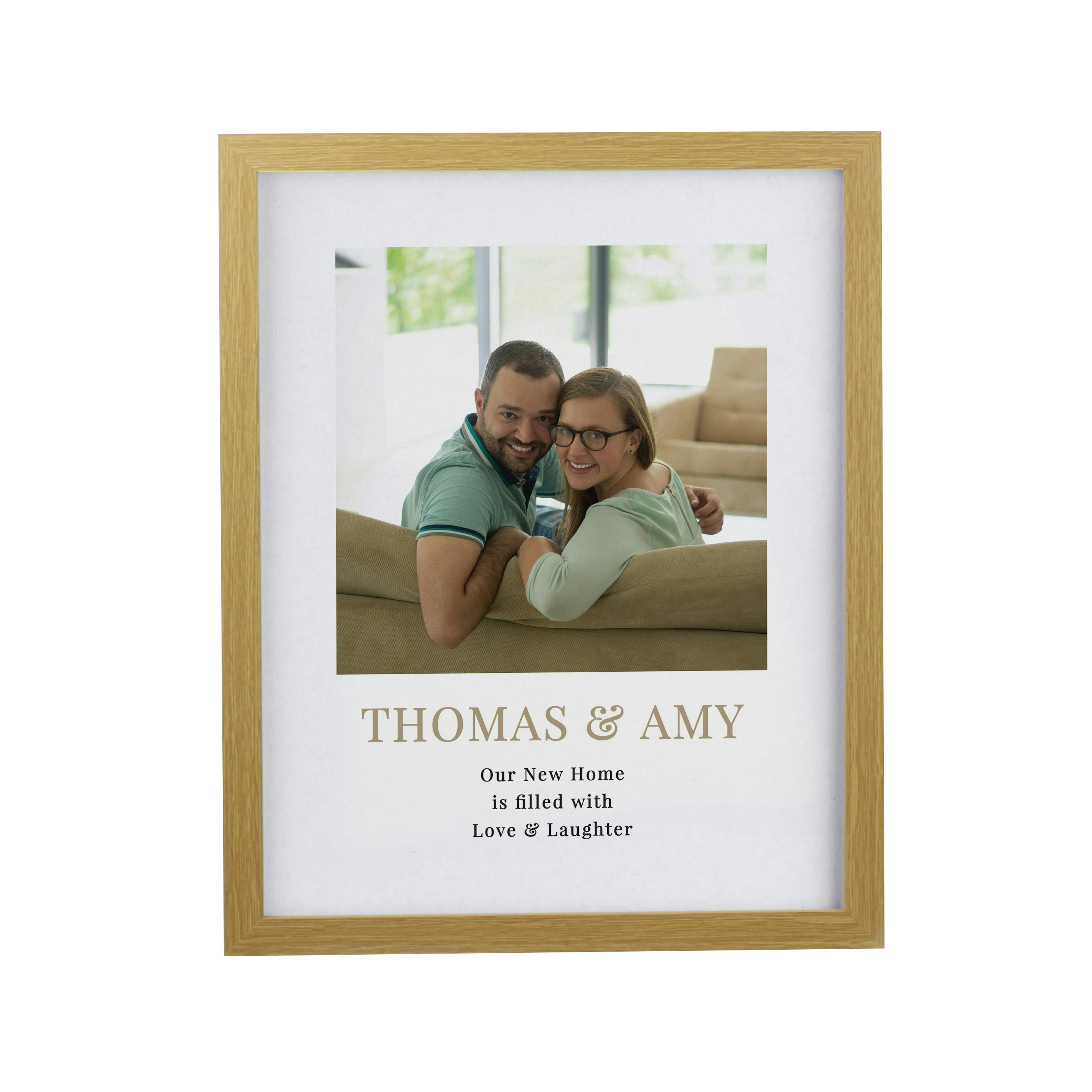 Personalised Memento Company Personalised Square Photo Upload Oak Poster Frame