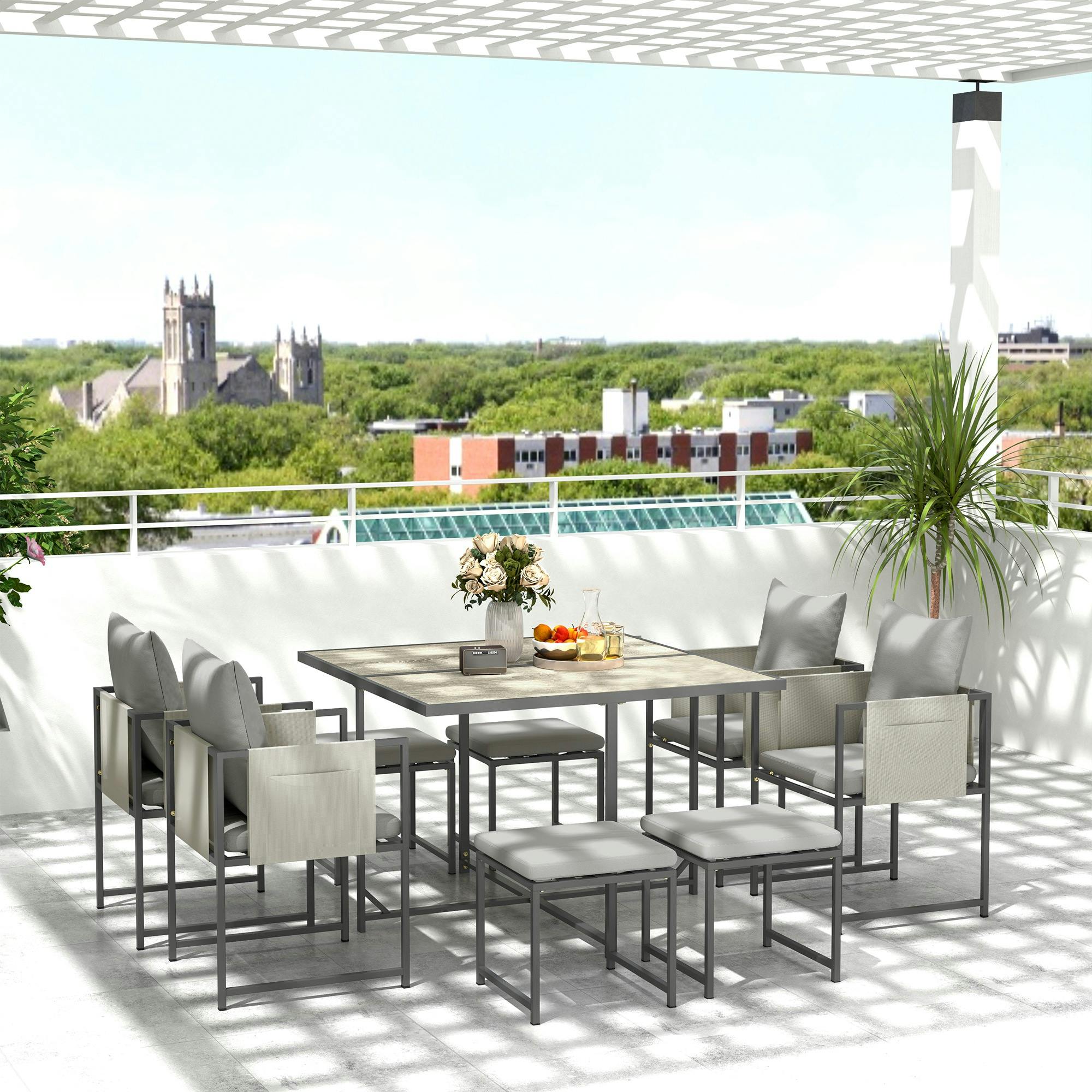 Rackhams 8 Seater Garden Dining Set, Cube Garden Furniture With Cushions
