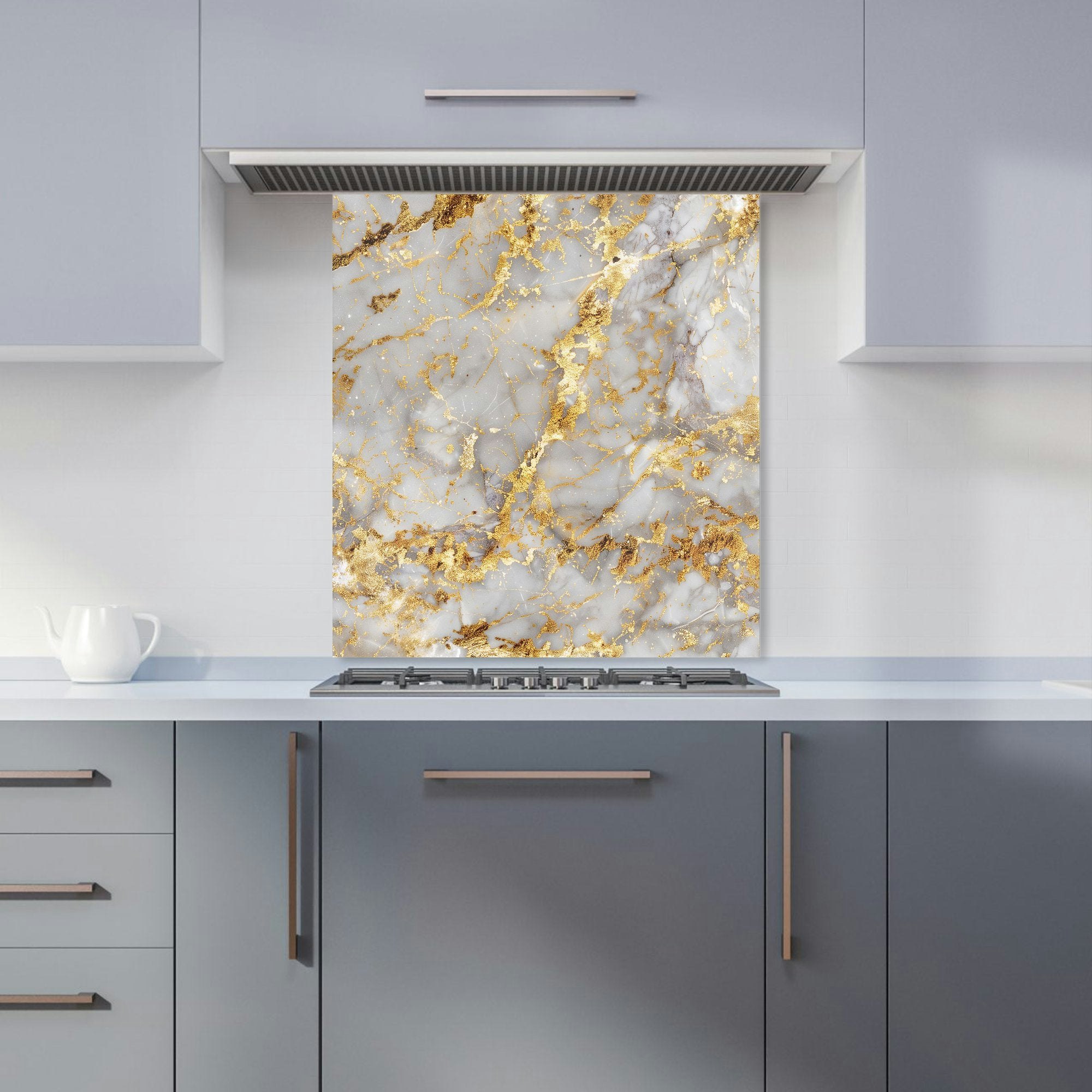 Rackhams Gold - Designer Quartz Effect Kitchen Splashback - W600mm X H650mm