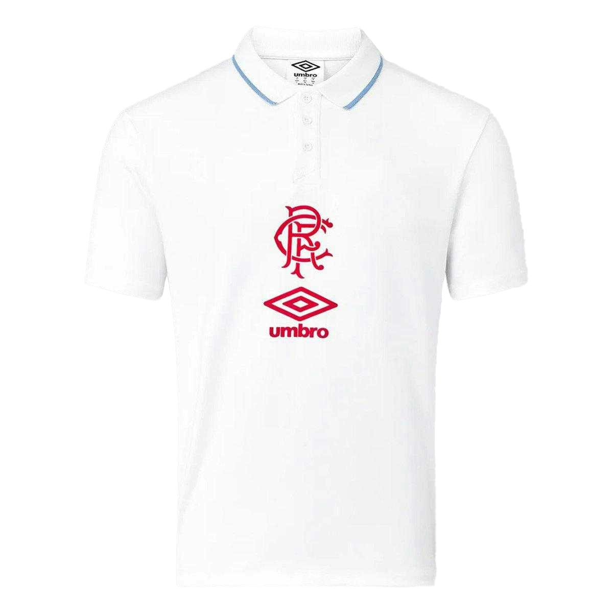 Umbro Men's White Rangers Fc Short-Sleeved Travel Polo Shirt - Brilliant /Lollipop - Xxl - Brilliant /Lollipop - 100% Mixed