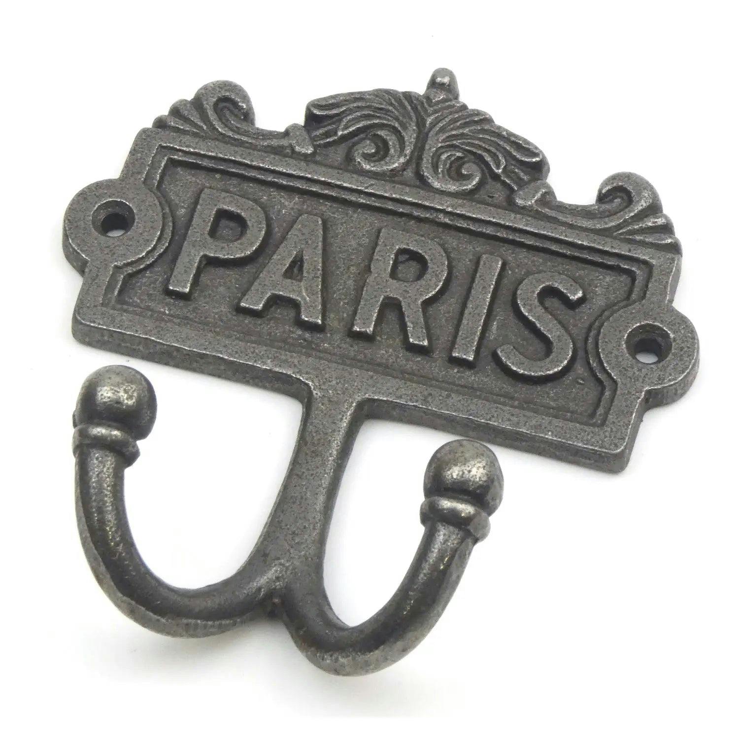 Rackhams Antique Cast Iron Vintage Style Paris Twin Coat Hook - 110Mm X 120Mm - Image 2