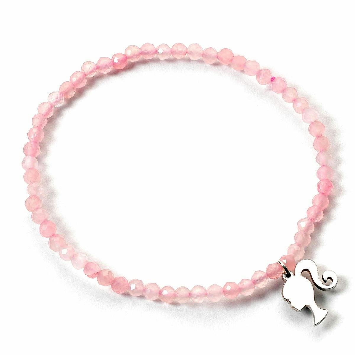 The Carat Shop Silver Barbie Sterling Silhouette Charm & Rose Quartz Bead Bracelet
