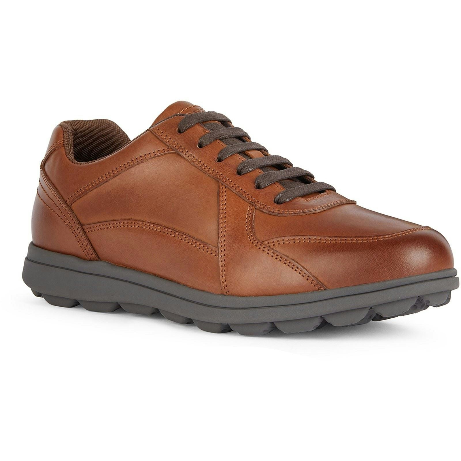 Geox Men's Grain U Spherica Ec12 Leather Bovine Full Cognac Trainers - Size 10